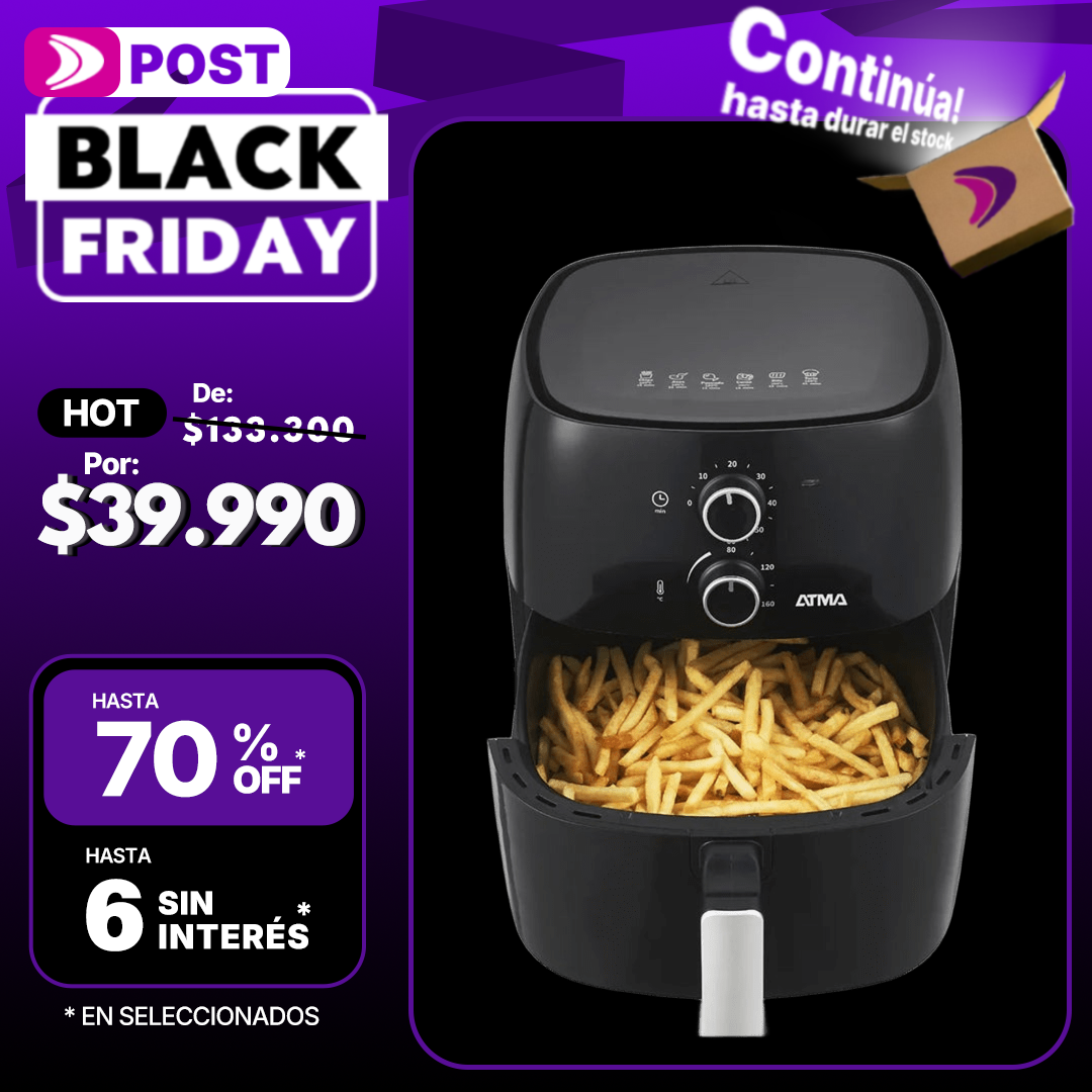 Freidora De Aire Atma Fr60mabp 1300 W 6.5 L Con Temporizador