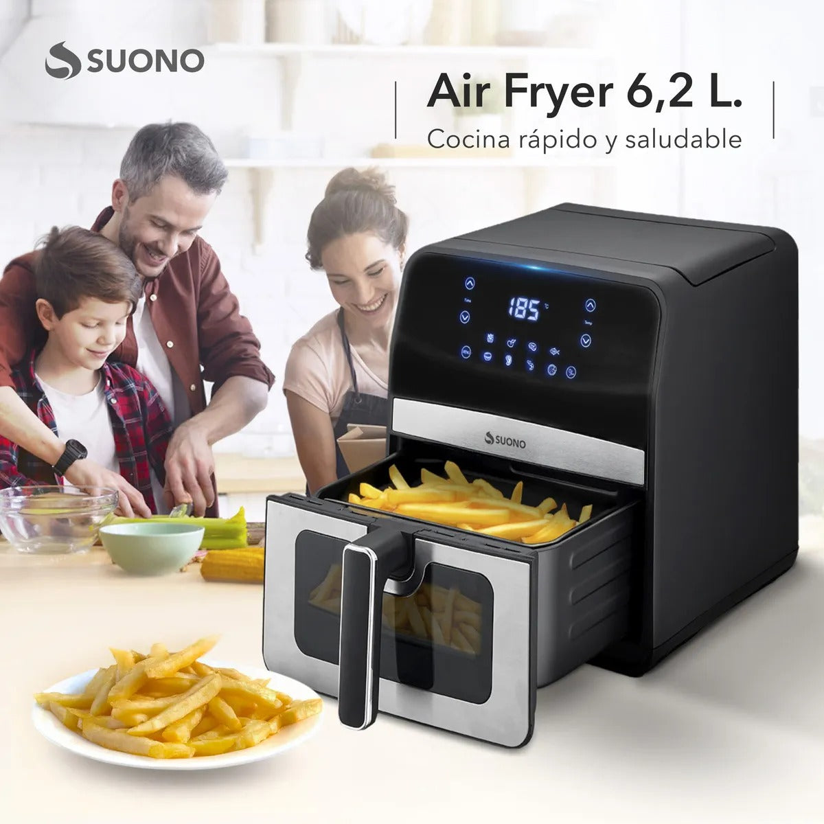 Freidora de Aire digital Suono con ventana 6,2L 1800W