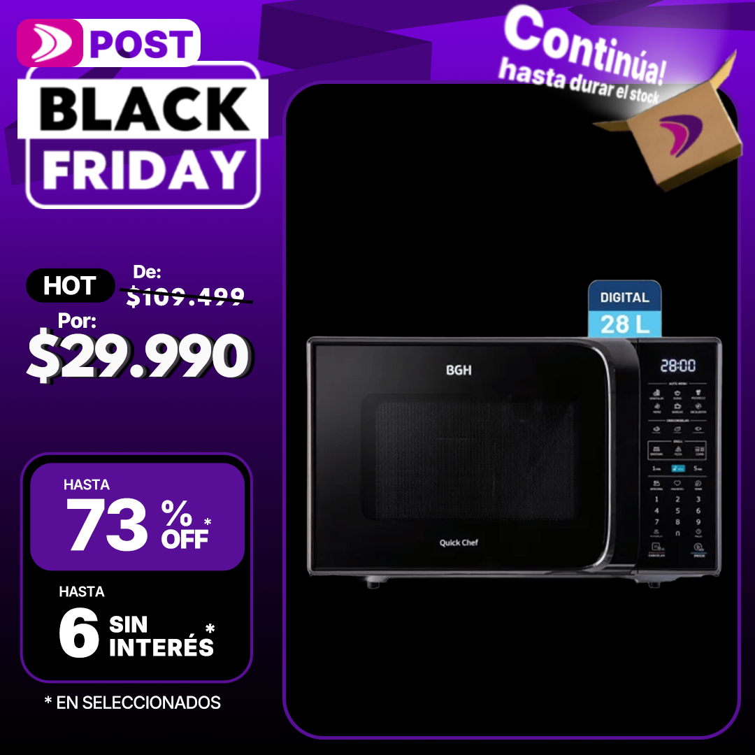 Microondas BGH 28l Grill b228dn20 negro