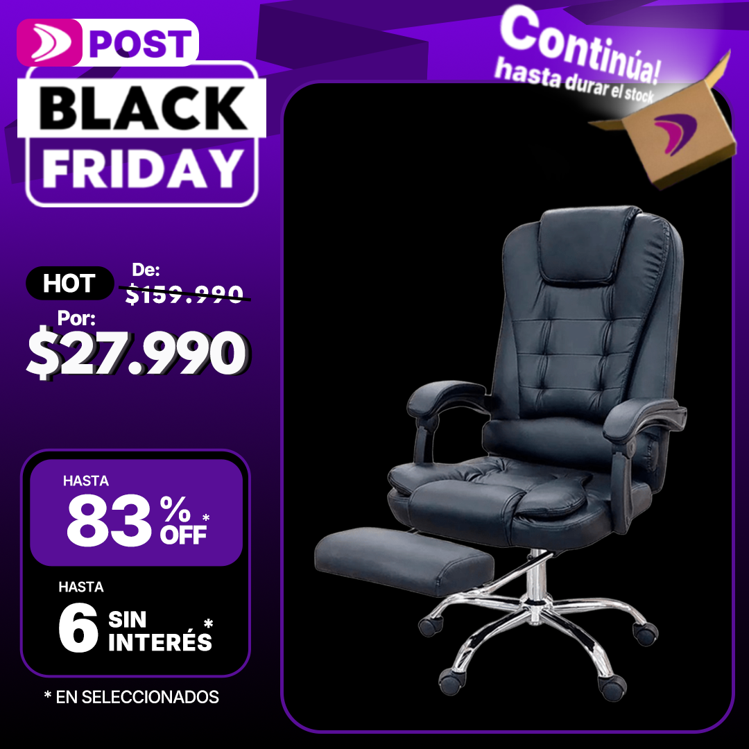 Silla De Oficina Masajeador Presidencial Stephan - Desillas Color Negro