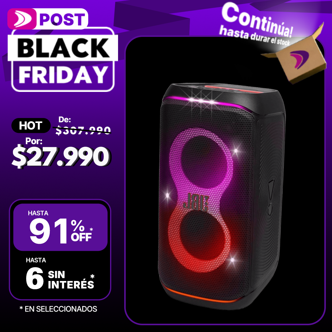 JBL Partybox Club 120, altavoz portátil para fiestas, asa plegable ergonómica, sonido JBL Pro, luces, 12 horas de batería, resistente a salpicaduras IPX4, color negro