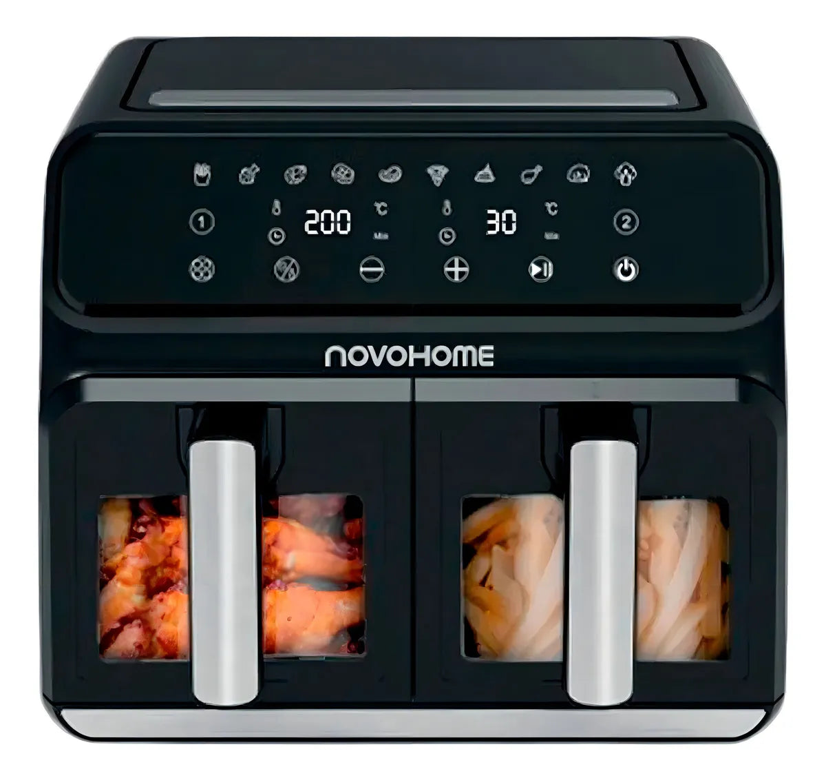 Freidora de Aire Novohome Digital 8Lts Doble Canastos 4+4 1700W NH-AF DUAL 100W