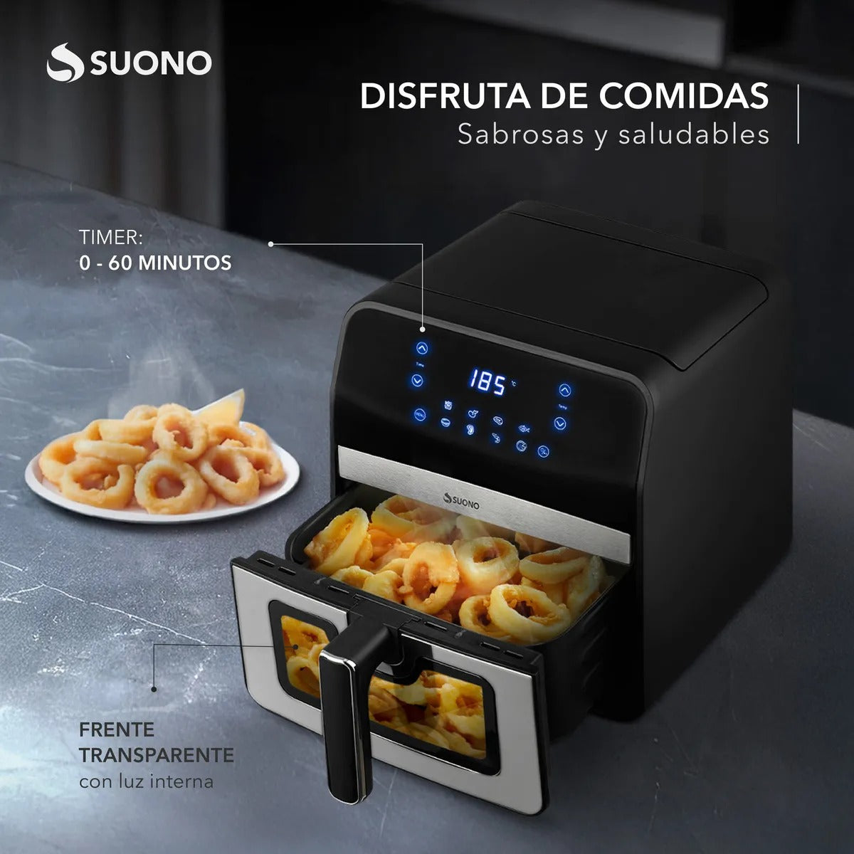 Freidora de Aire digital Suono con ventana 6,2L 1800W