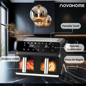 Freidora de Aire Novohome Digital 8Lts Doble Canastos 4+4 1700W NH-AF DUAL 100W